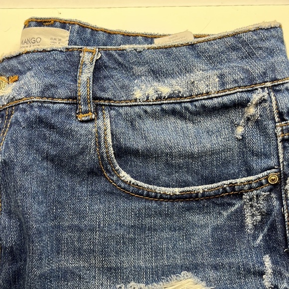 Mango Denim Cutoff Shorts High Rise Size 6 - Picture 14 of 16